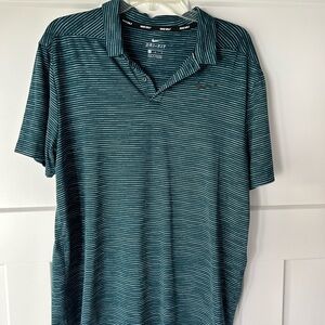 Nike Tiger Woods Golf TW Men's Teal Striped Polo Shirt